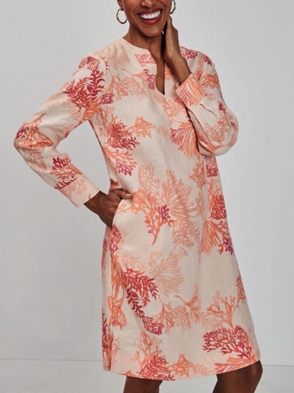 Chico’s Coral Reef Linen Dress Chico’s Size 2 US 12/14